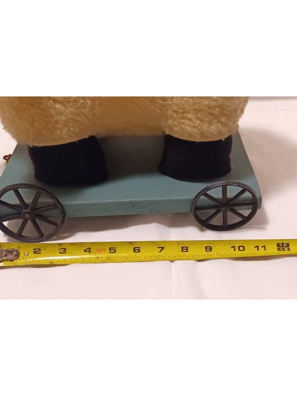 Vtg Country Farmhouse Sheep Lamb on Wheels Wood Twine Pull Toy Decor Snuggler - Picture 9 of 15